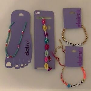 Claire’s 2 Beaded Anklets and 2 Beaded Bracelets. New
